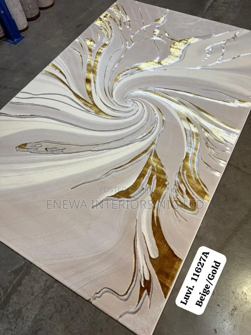 8by11ft Beige and Gold Colored Center Rug Carpet