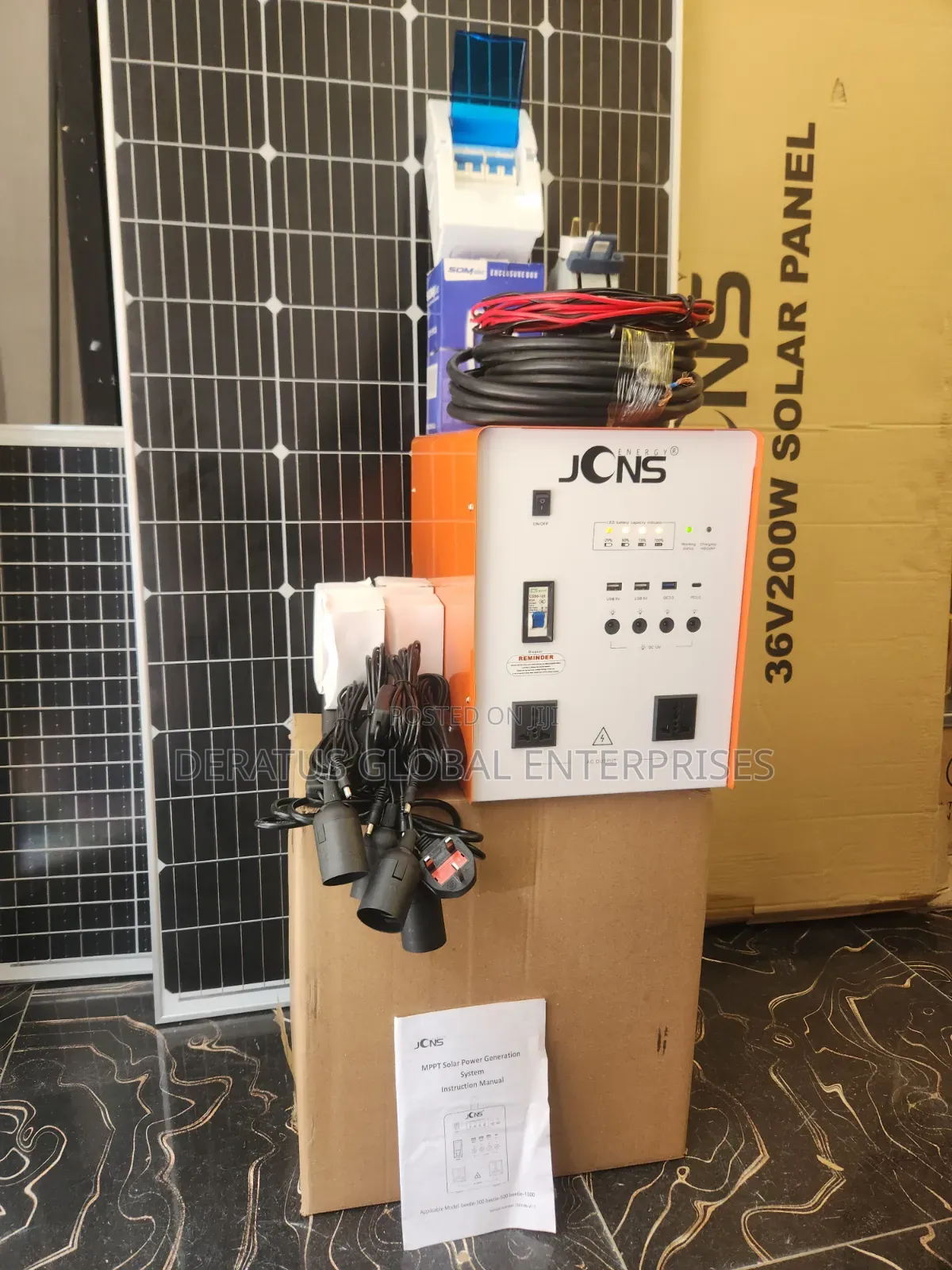 JCNS 1000W Solar Generator 1kWh Lithium Battery + 200W Panel
