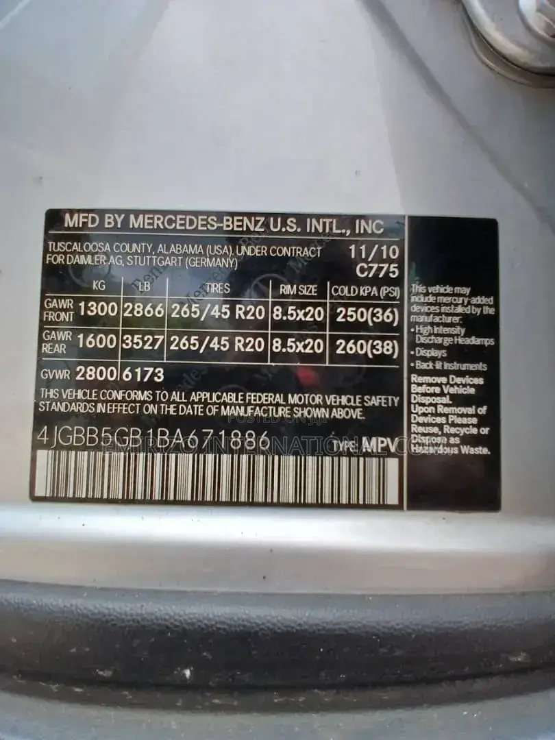 Mercedes-Benz M Class 2011 Silver