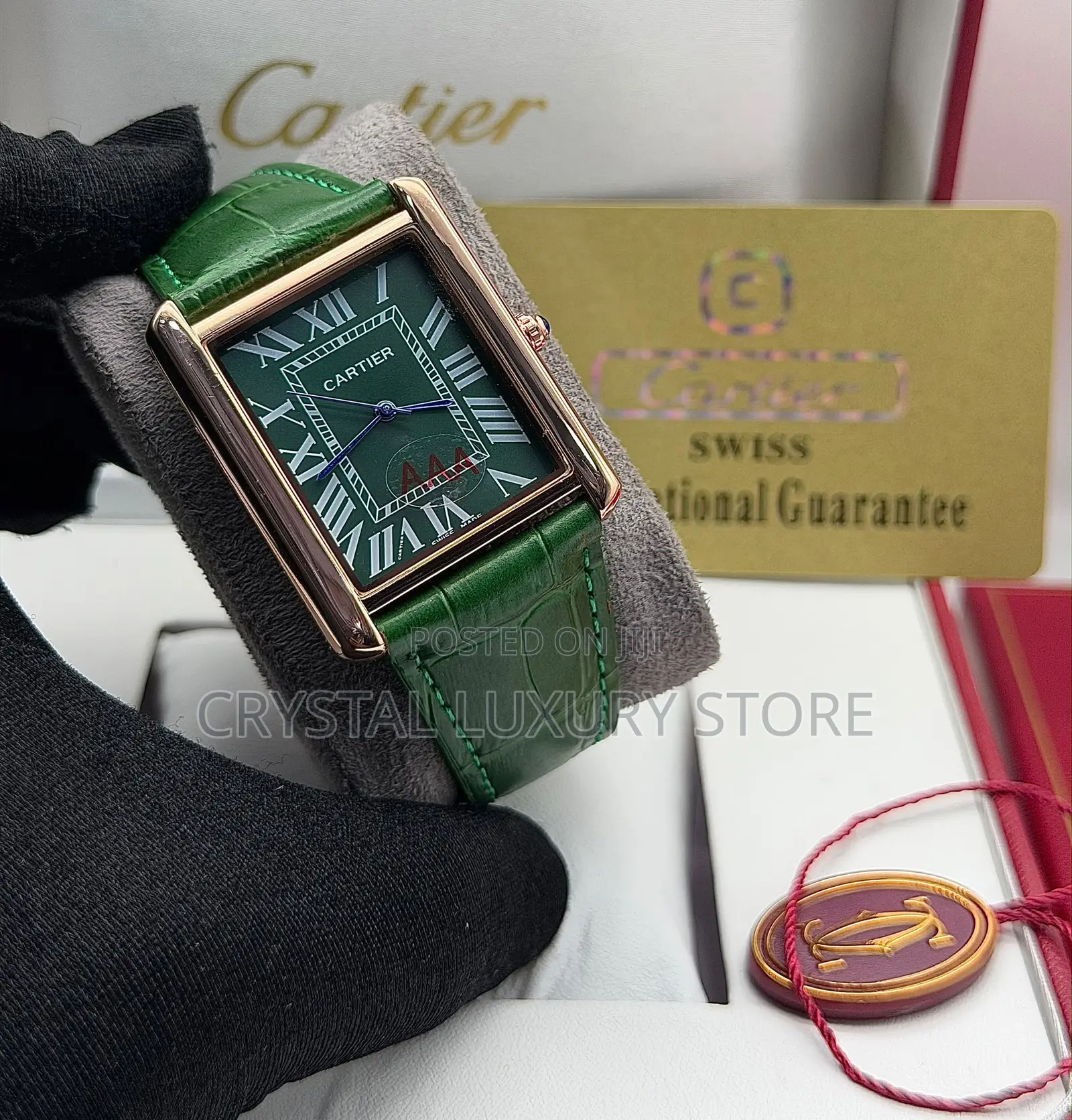Semi Quality Men Genuine Leather Cartier Wristwatch