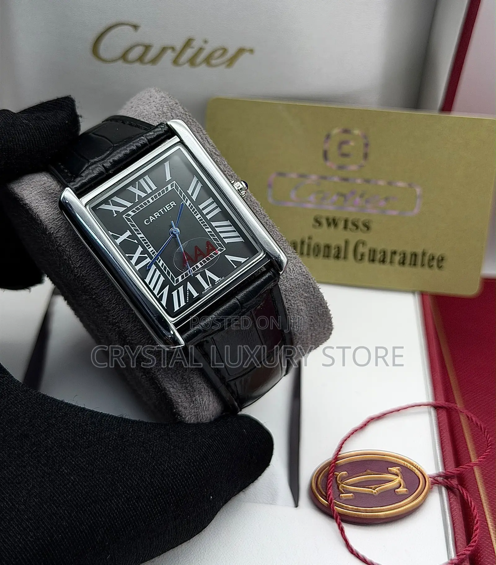Semi Quality Men Genuine Leather Cartier Wristwatch