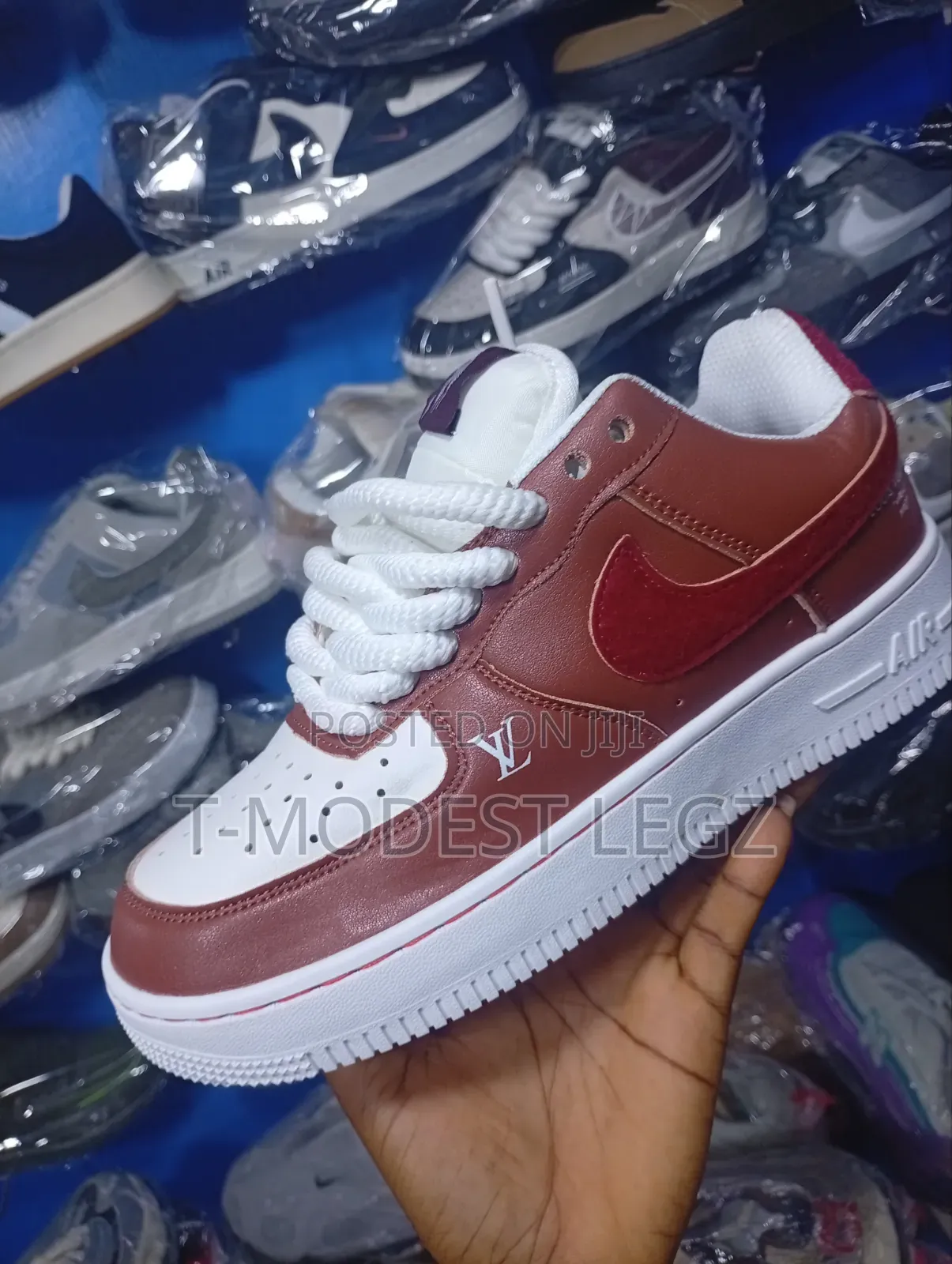 Nike + LV Tagged Sneaker With Chunky Laces and Branded Tongue Detail
