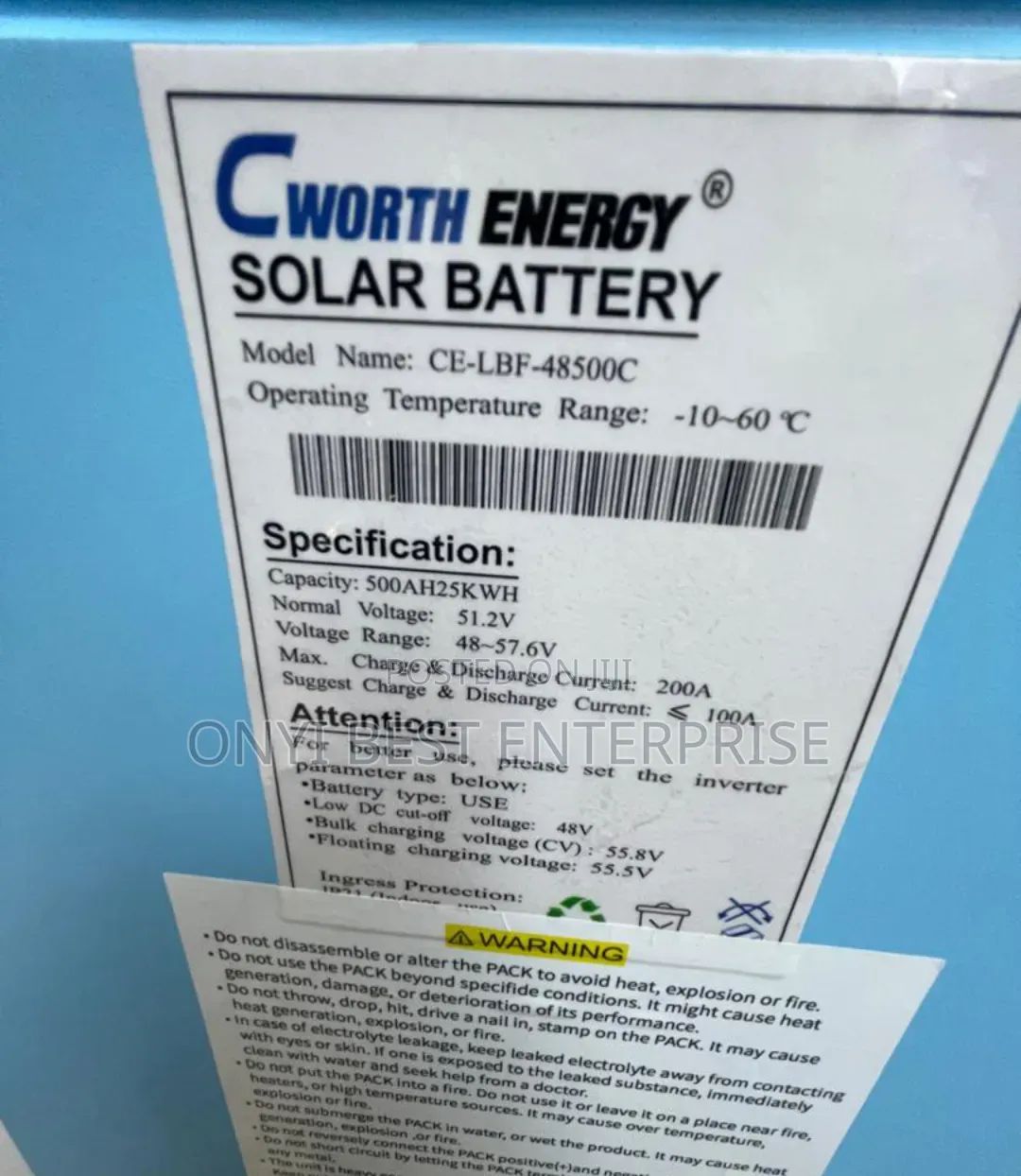 25kwh 51 2V C Worth Lithium Ion Battery