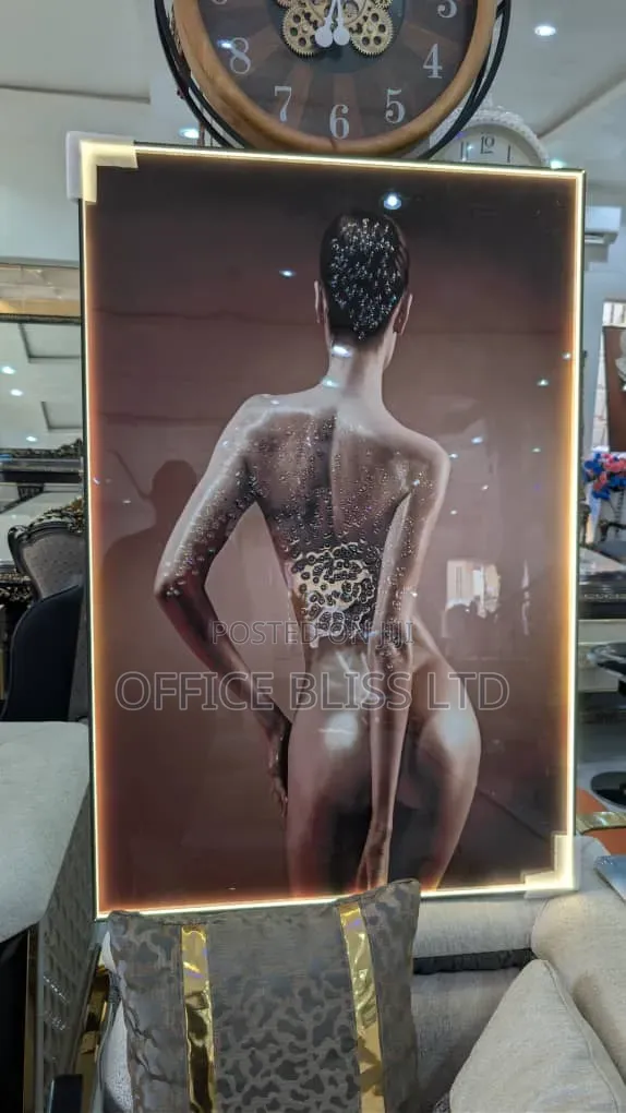 Woman Nude Wall Frame With Stone Led Lights ( 120cm X 80cm)