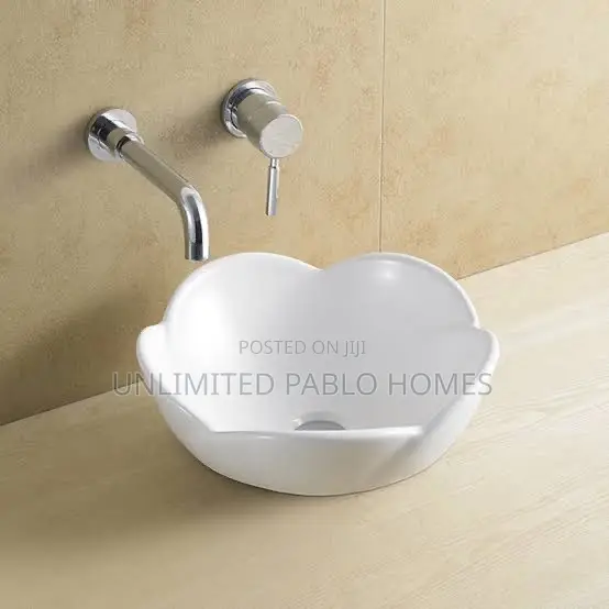 Ceramic Countertop Wash Hand Basin, White