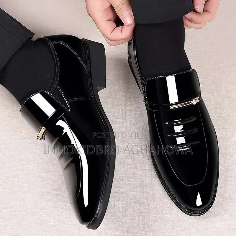 Men's Corporate Patent Leather Shoes (Wet Look)-Glossy Loafers