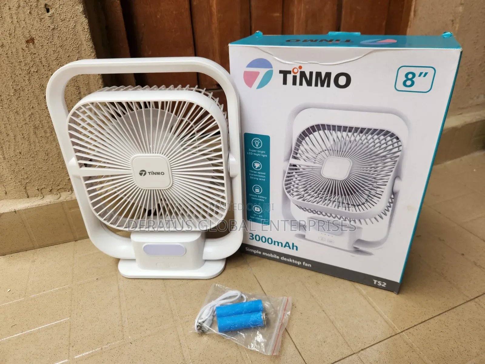 8 Inch Rechargeable Table Fan _ 3000mAh Lithium Battery