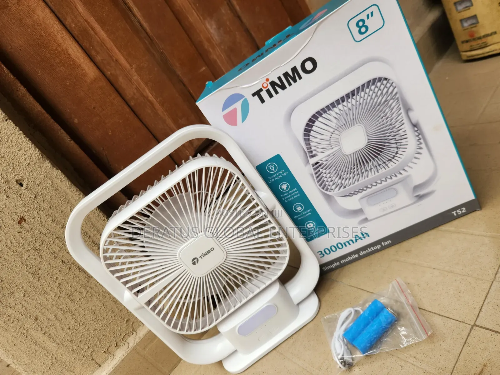 Powerful Mini Rechargeable Fan With LED Light _ 8 Inch