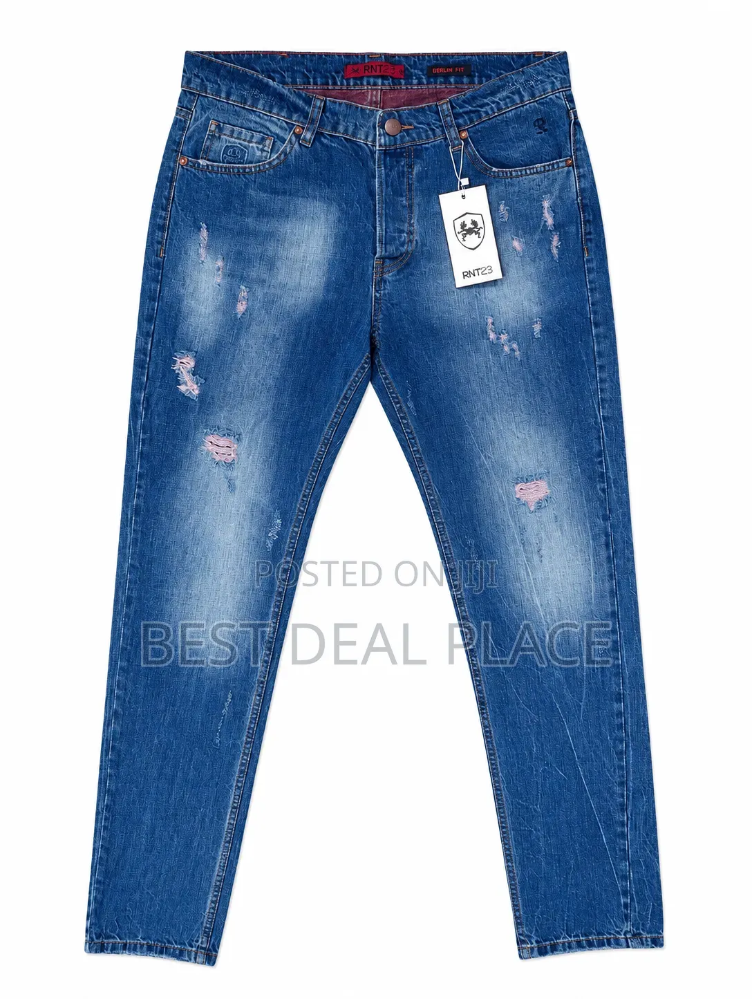 RNT23 Men's Distressed Jeans – Berlin Fit, 32W 33L Genuine UK Import
