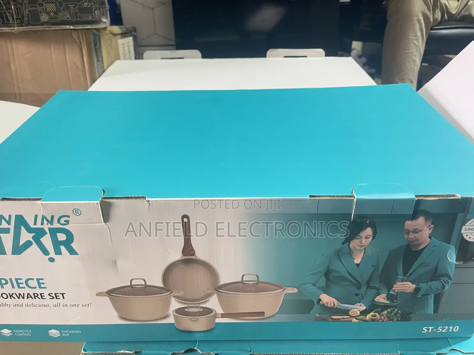 Winning Star Granite-Coated Cast Iron 7-Piece Cookware Set