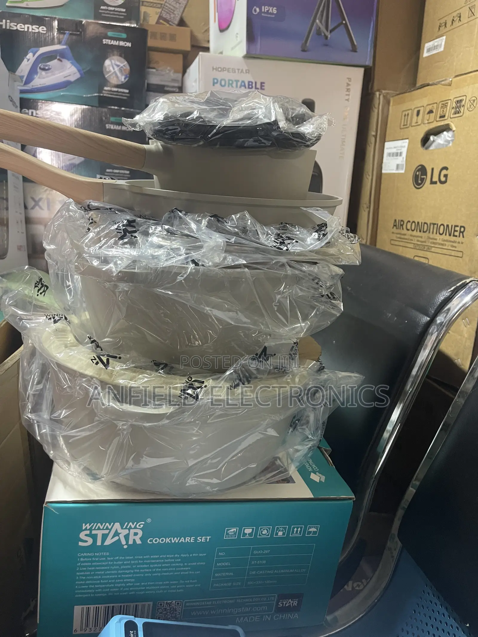Winning Star Granite-Coated Cast Iron 7-Piece Cookware Set
