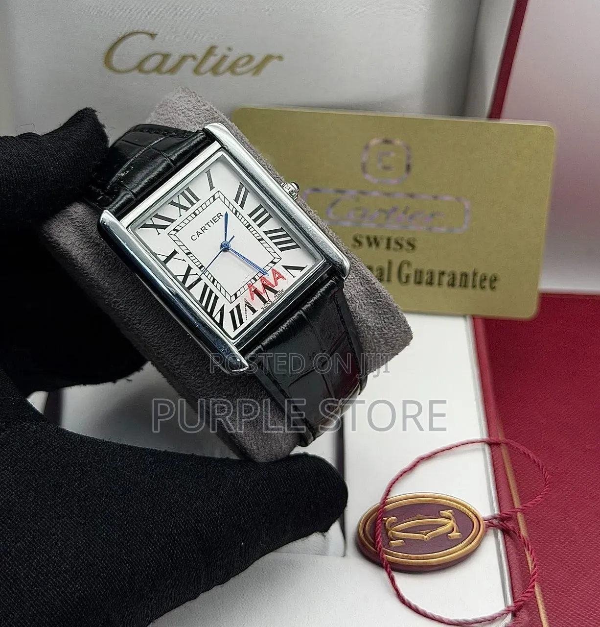 Elegant Cartier Inspired Leather Wristwatch