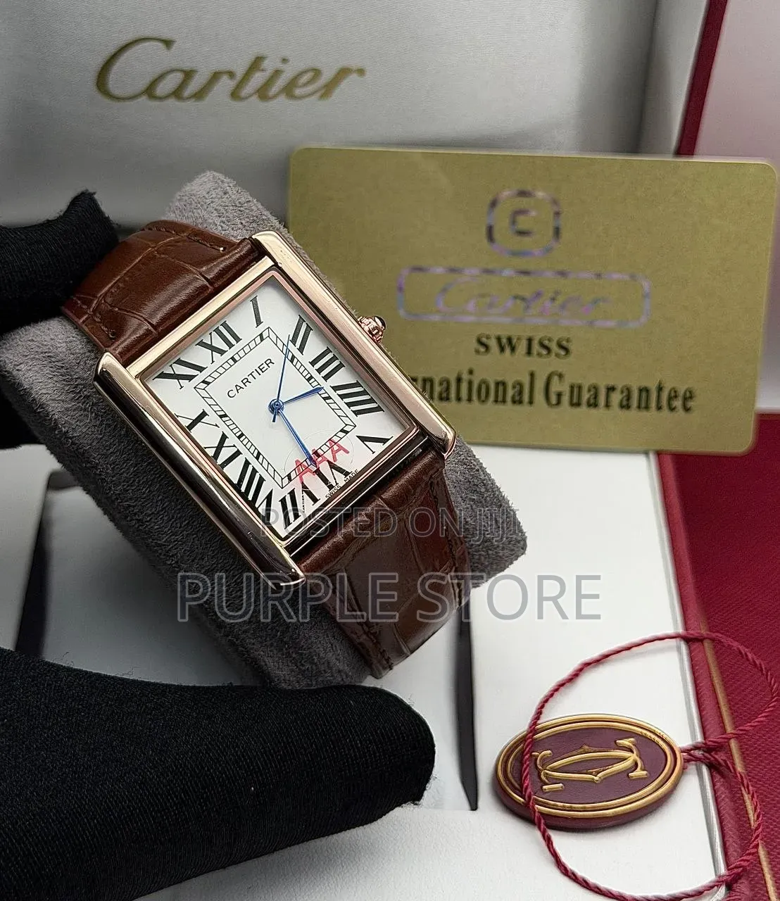 Elegant Cartier Inspired Leather Wristwatch