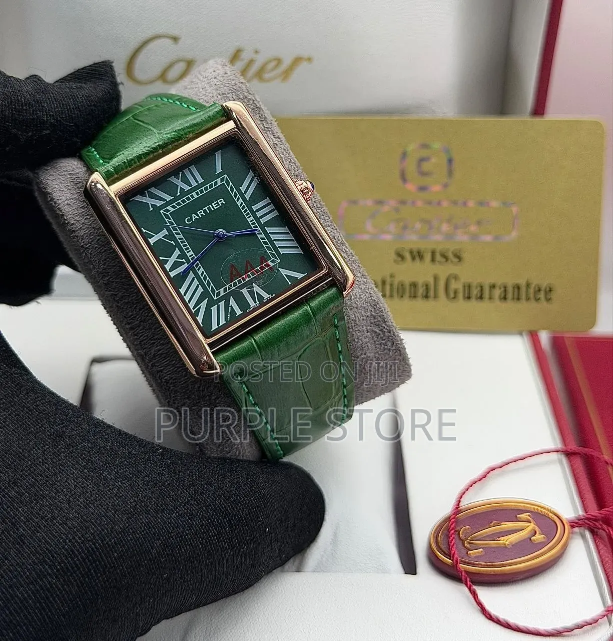 Elegant Cartier Inspired Leather Wristwatch