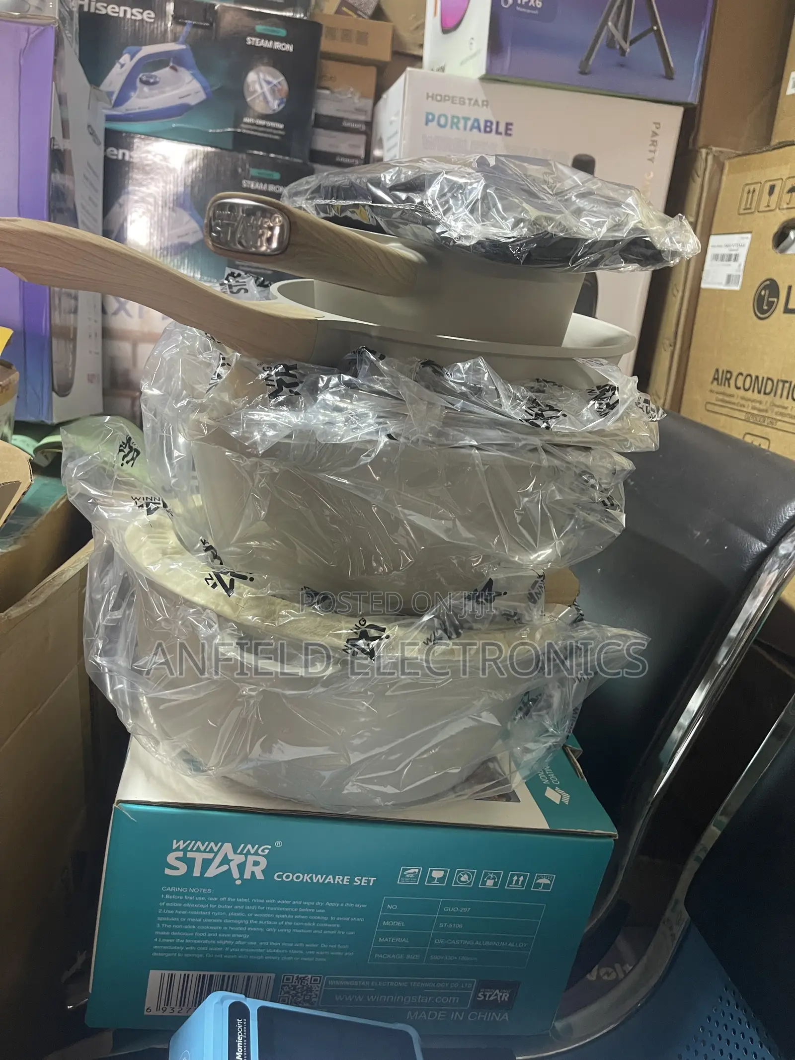 Winning Star Granite-Coated Cast Iron 7-Piece Cookware Set