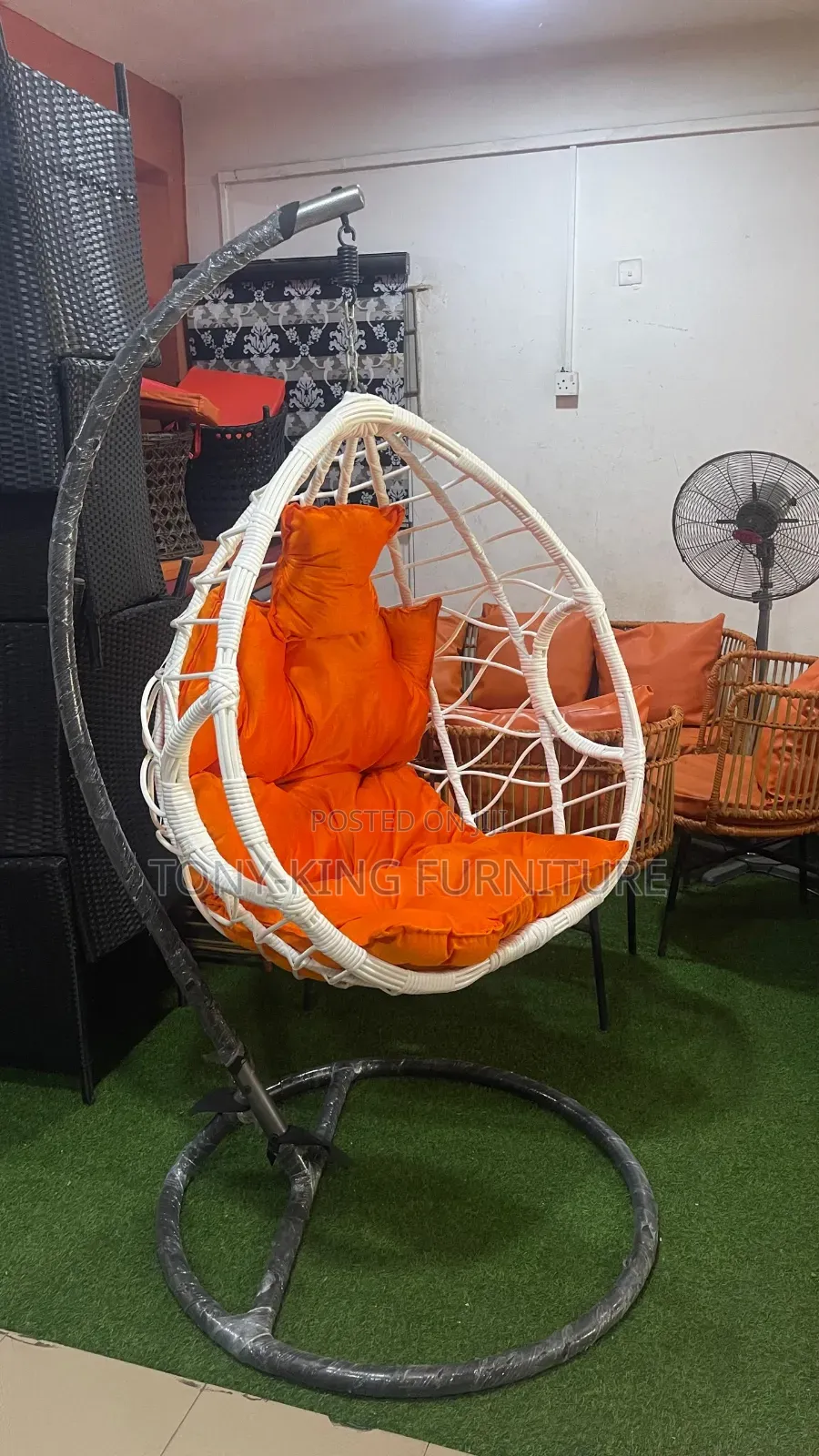 Imported Luxury White Rattan Single-Seater Hanging Egg Swing Chair