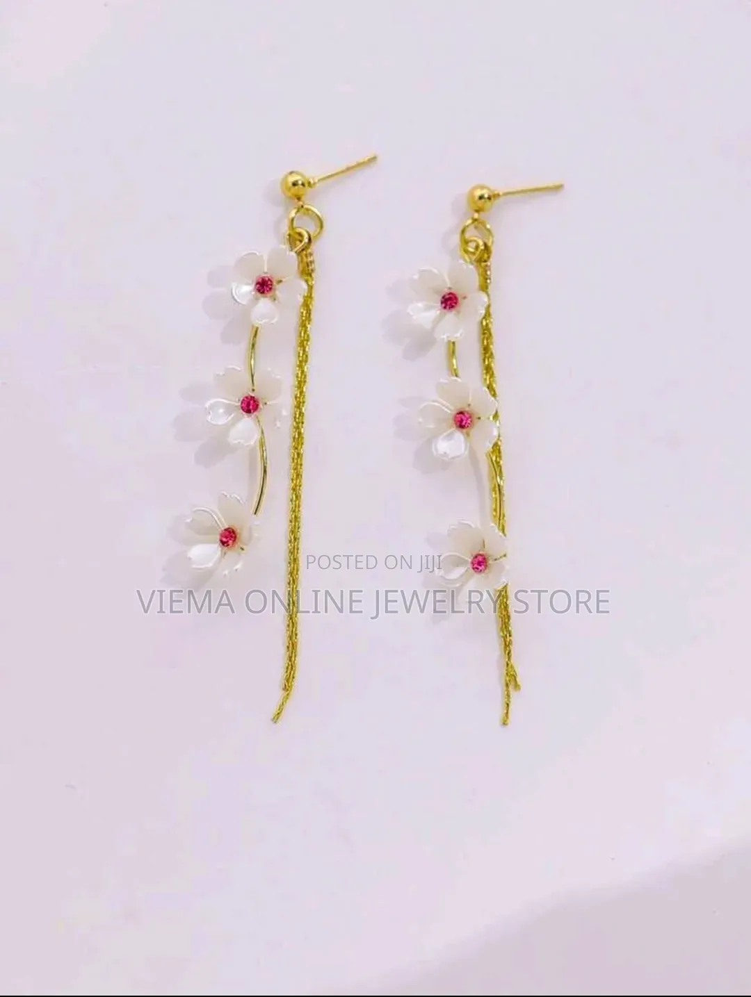 1Pair Sweet Exquisite Flower Long Tassel Drop Earrings for Women