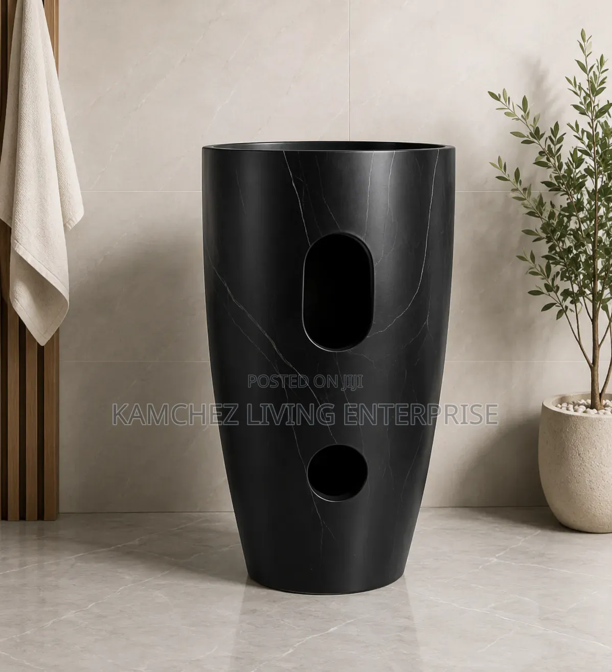 Luxury Black Freestanding Pedestal Wash Basin