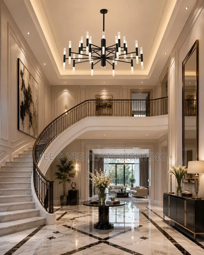 Luxury Modern 20 Hands Black Chandelier- For Living Room, Receptio