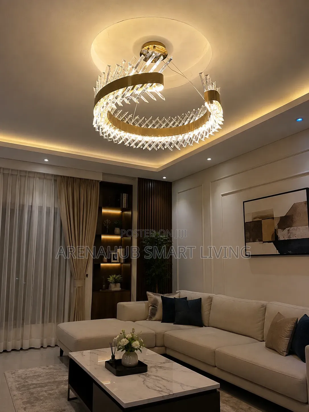 Modern Crystal Ring Chandelier | Luxury LED Ceiling Light