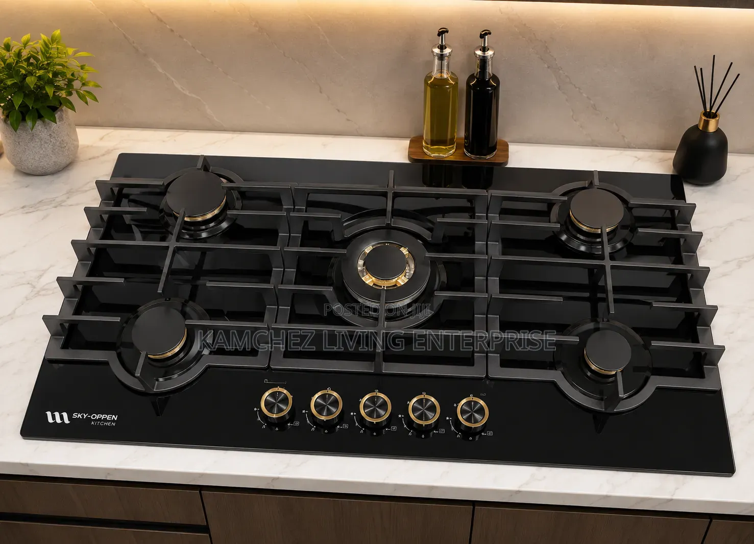 SKY-OPPEN Glass 5-Burner Built-in Gas Cooker/Hop – Cook in Style