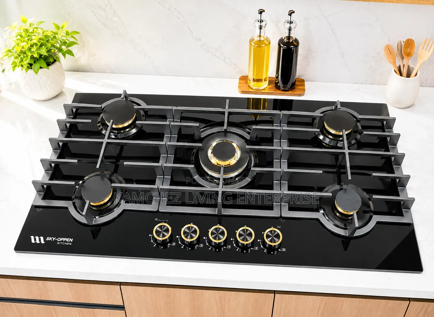 SKY-OPPEN Glass 5-Burner Built-in Gas Cooker/Hop – Cook in Style