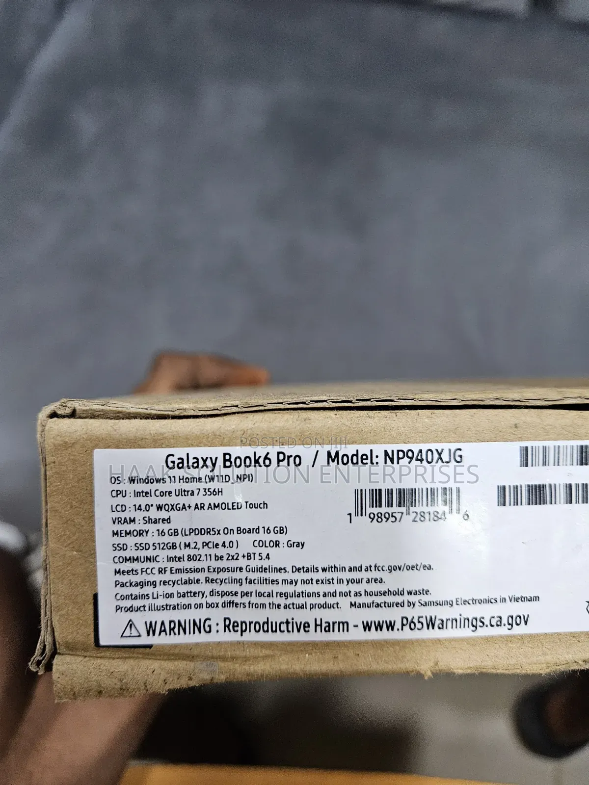 New Laptop Samsung Galaxy Book6 Pro 16GB Intel Core Ultra 7 SSD 512GB