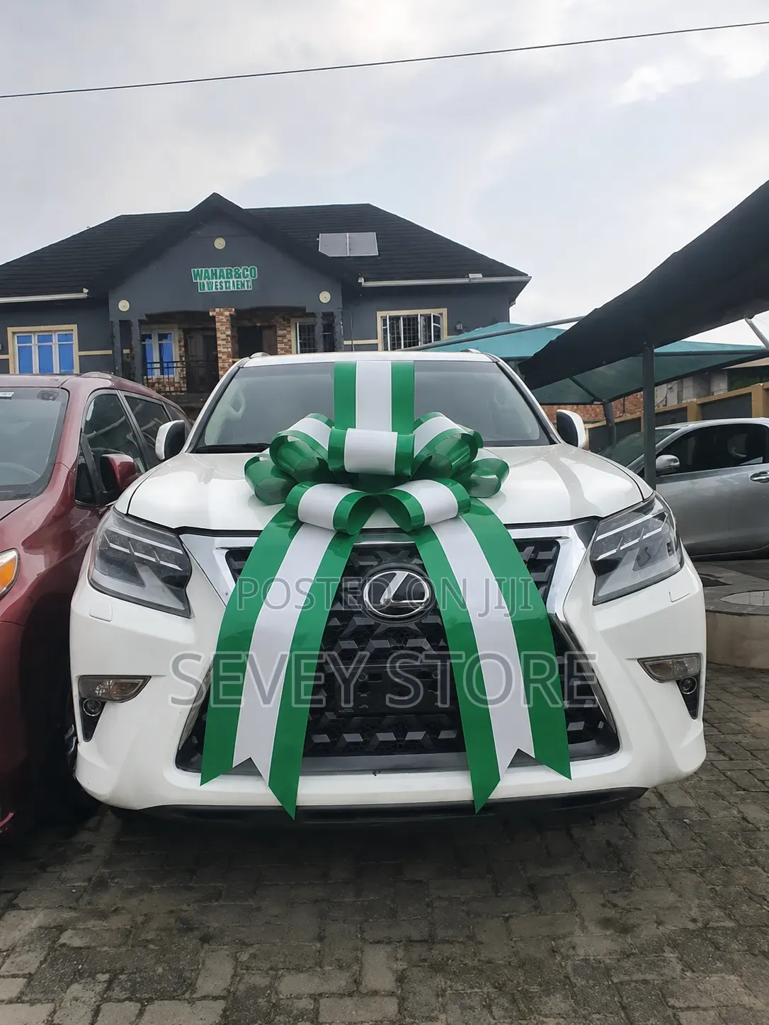 Green White Green Big Car Ribbon