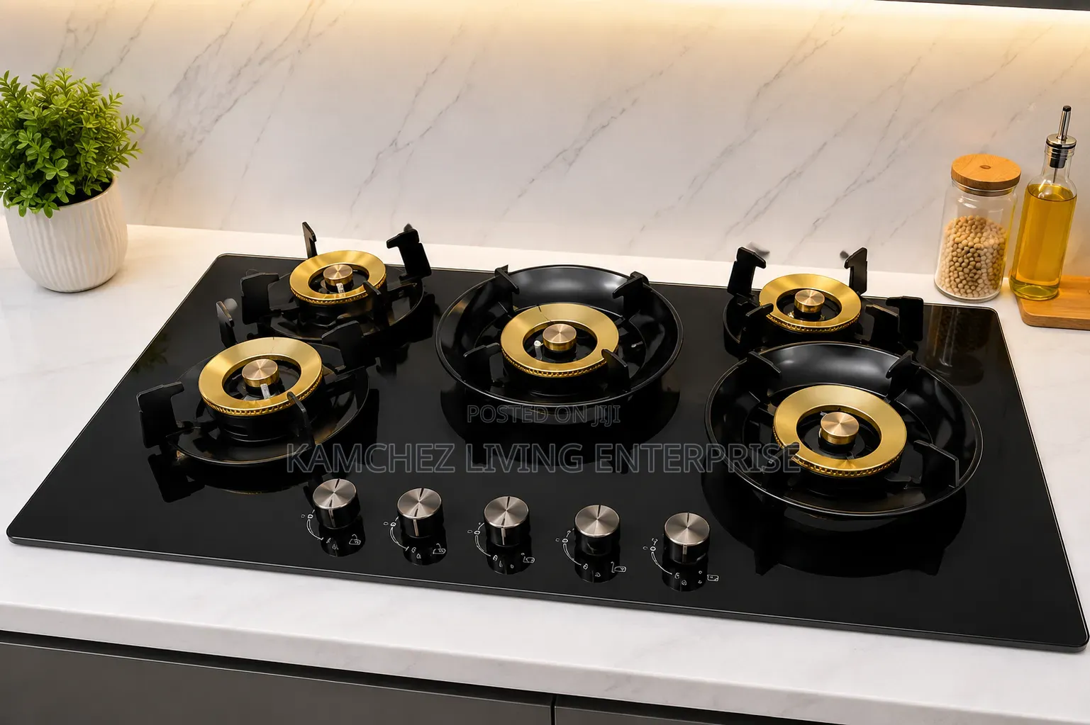 Turkish Sky Oppein Gold Top Flip Up Built-in 5 Burner Gas Cooker/Hob