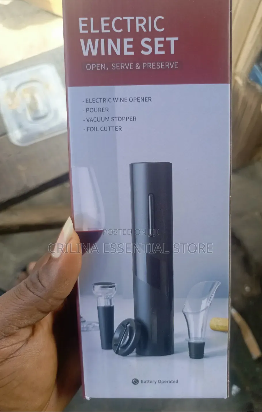 4-in-1 Battery-Operated Electric Wine Opener Set