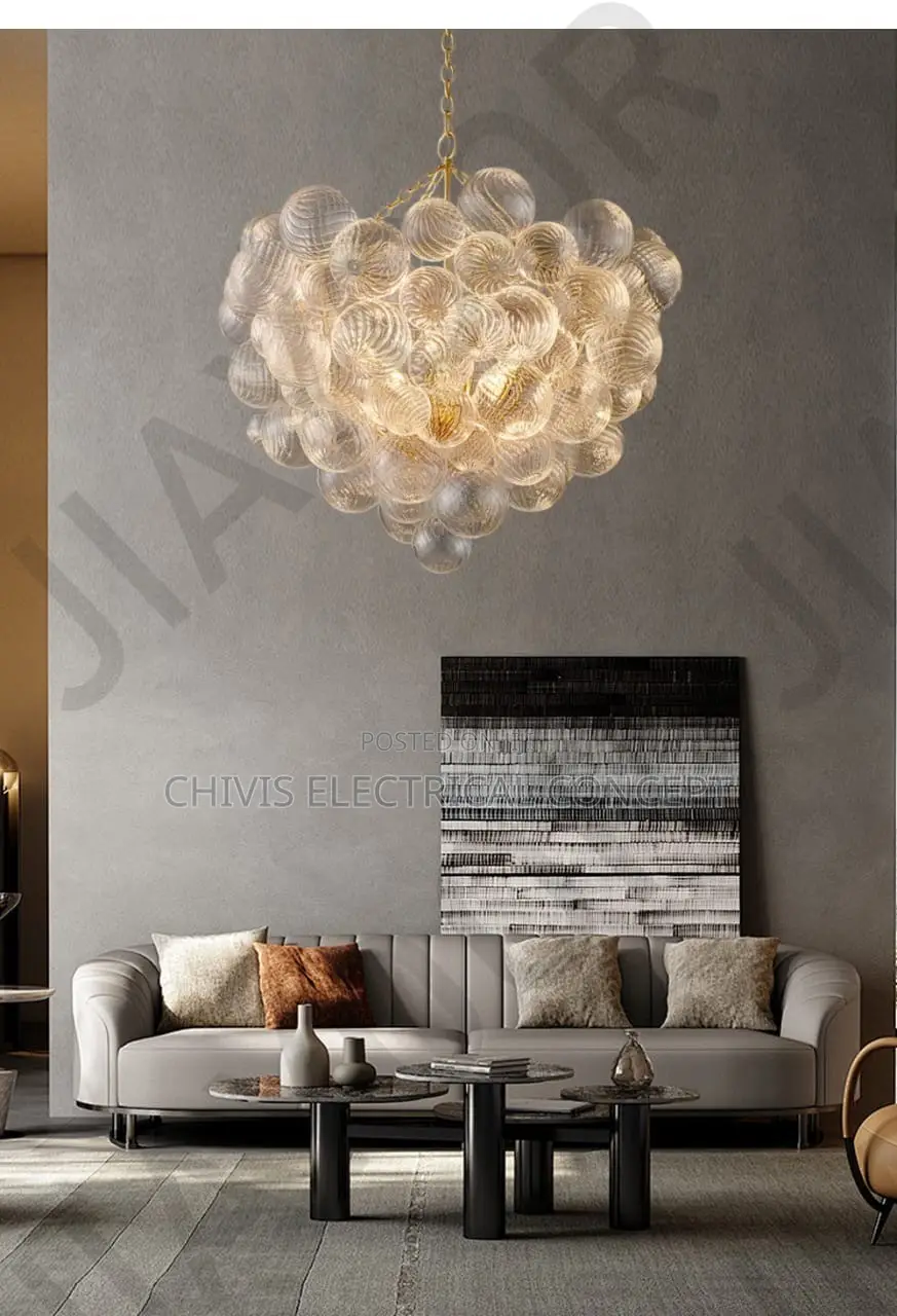 Luxury Glass Nordic Transparent Chandelier for Sitting Room, Bedroom,