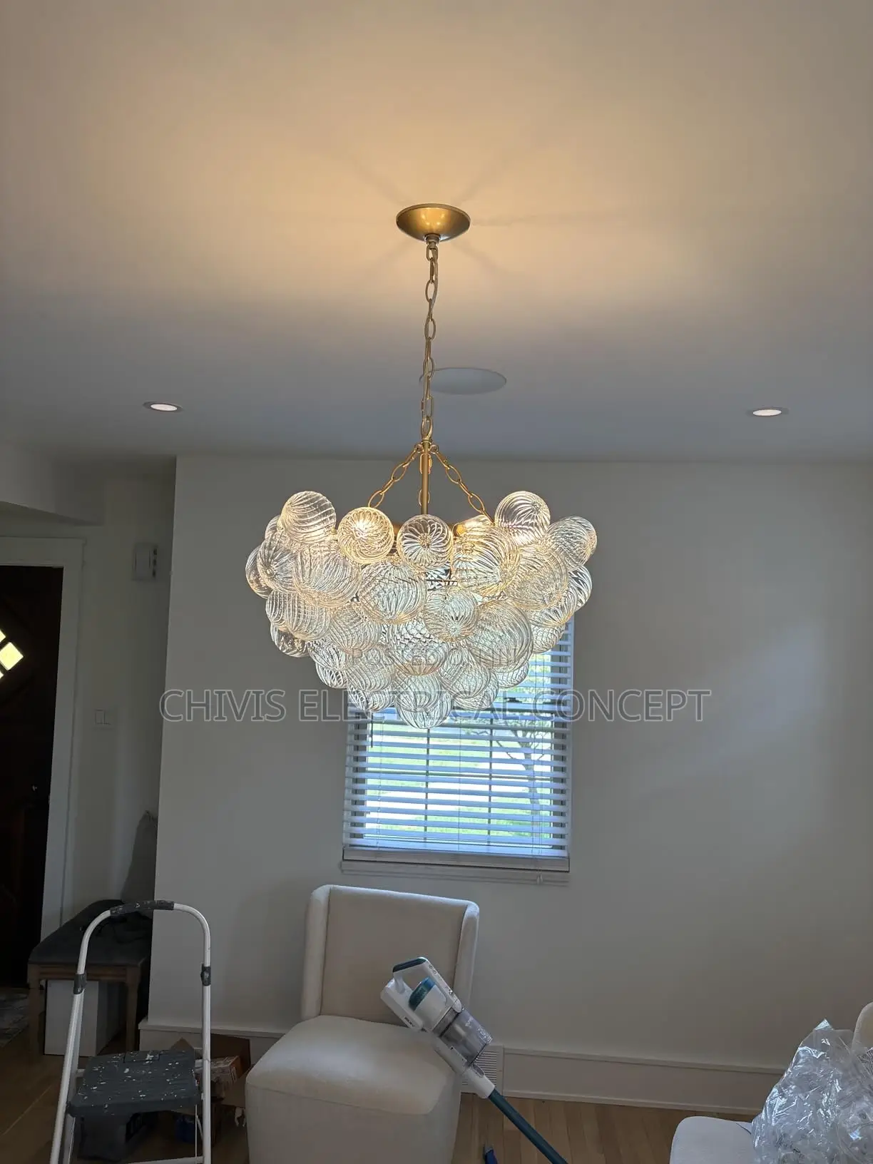 Luxury Glass Nordic Transparent Chandelier for Sitting Room, Bedroom,