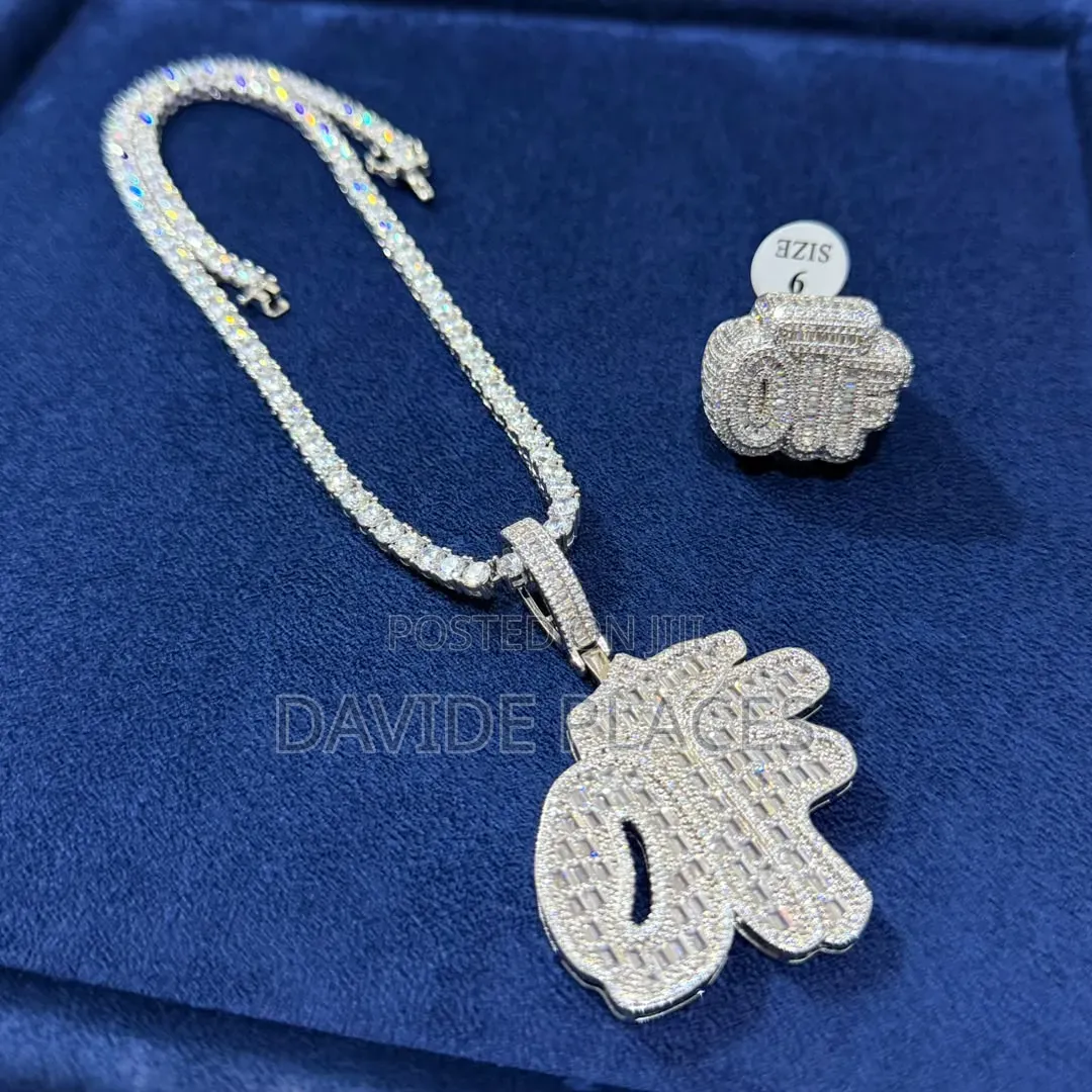 Zirconia Stainless Steel Set, Consists of Necklace, Pendant, Ring An