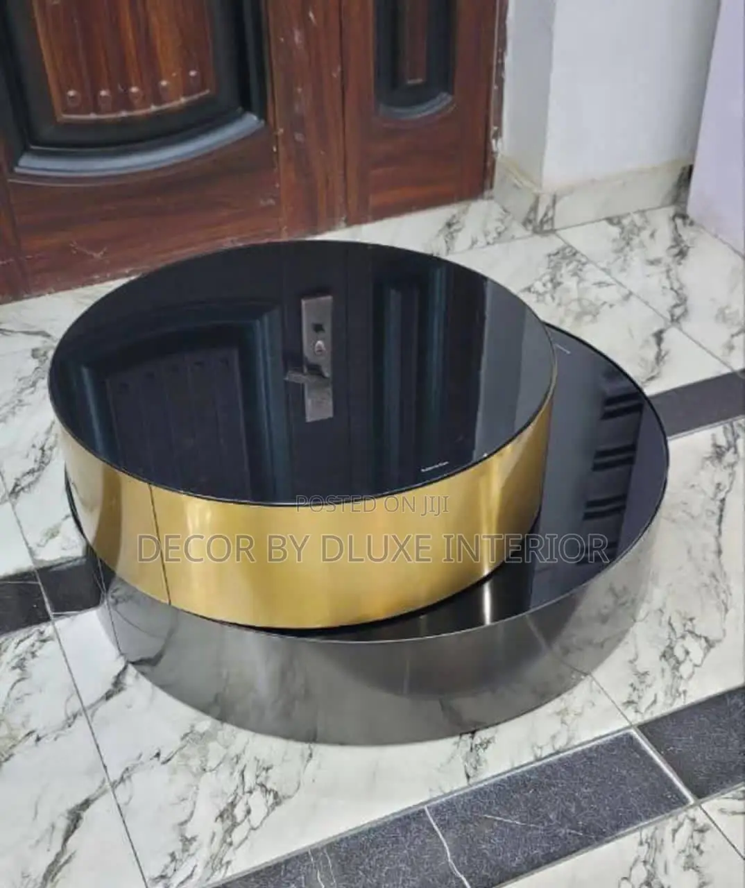 Rotating Smart Glass Round Double Coffee Table
