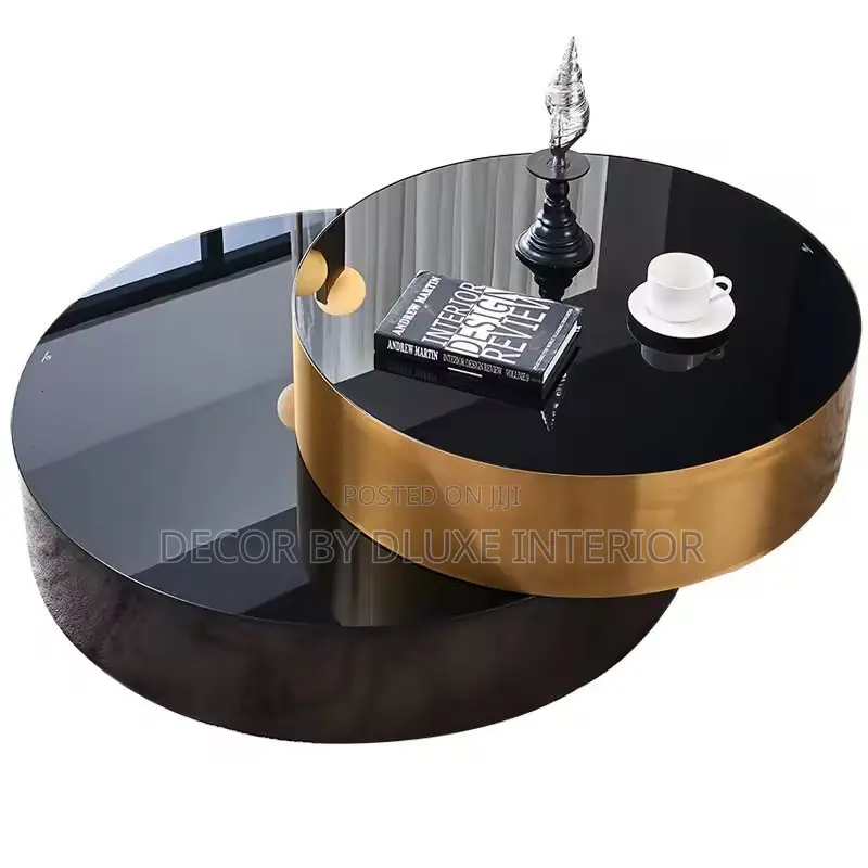 Rotating Smart Glass Round Double Coffee Table