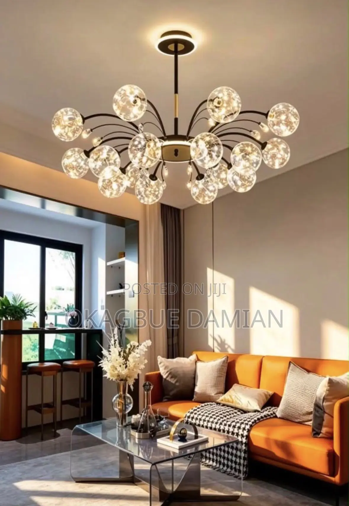 Black Over 12hands Globes Glass Chandelier