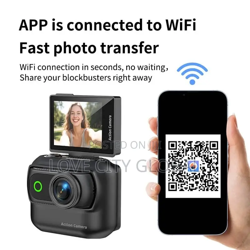 Action Camera Flip Screen WiFi Video Portable Sports Camera Anti Shake