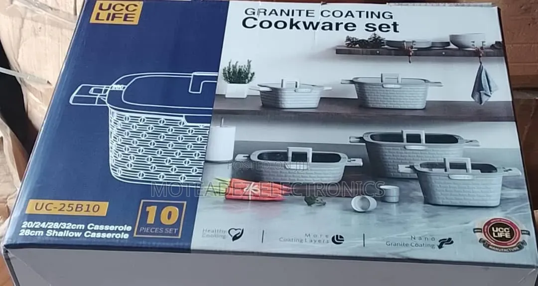 UCC LIFE 10pcs Luxury Design Granite Coating Non Stick Cookware Sets