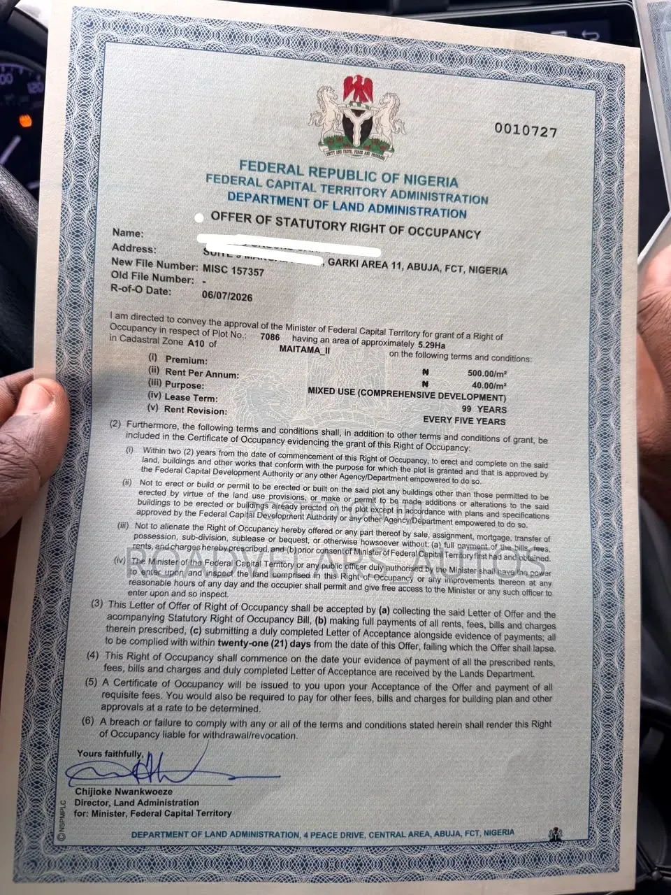 Maitama 2, 11 Hectares of Land Available