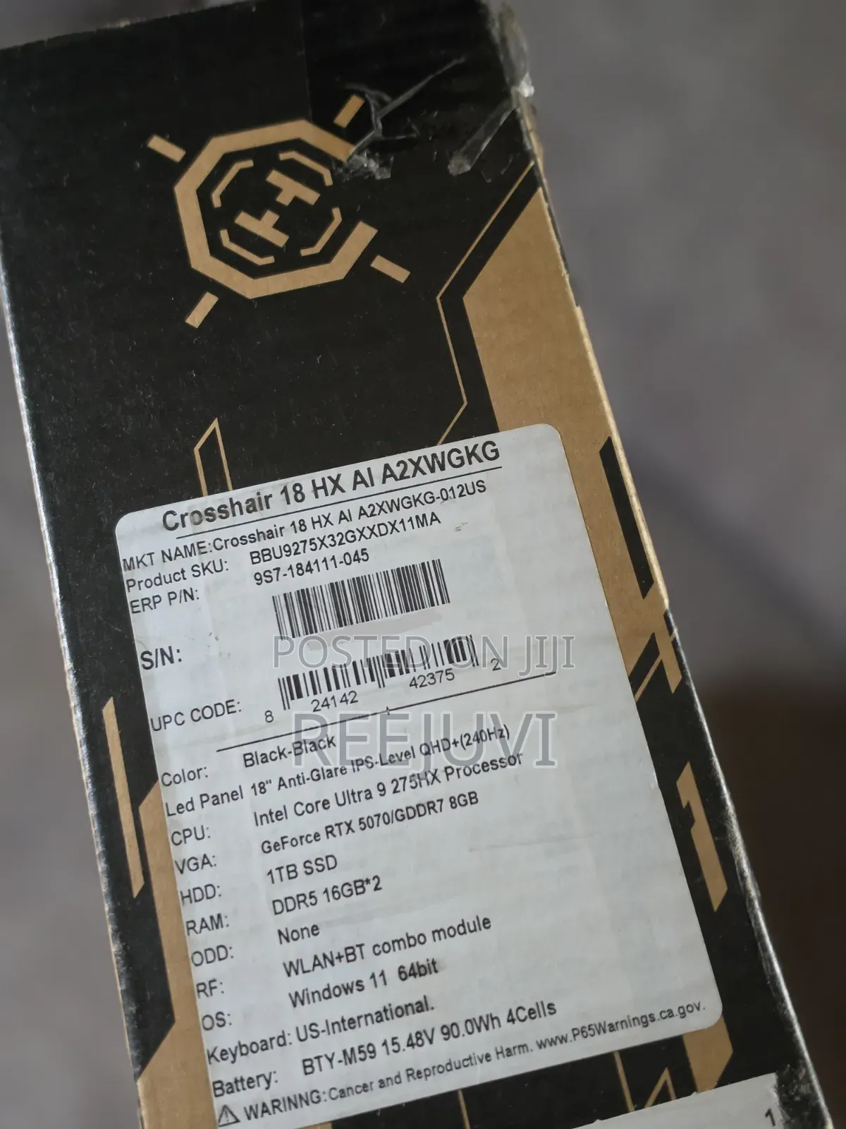 New Laptop MSI Crosshair 17 32GB Intel Core Ultra 9 SSD 1T