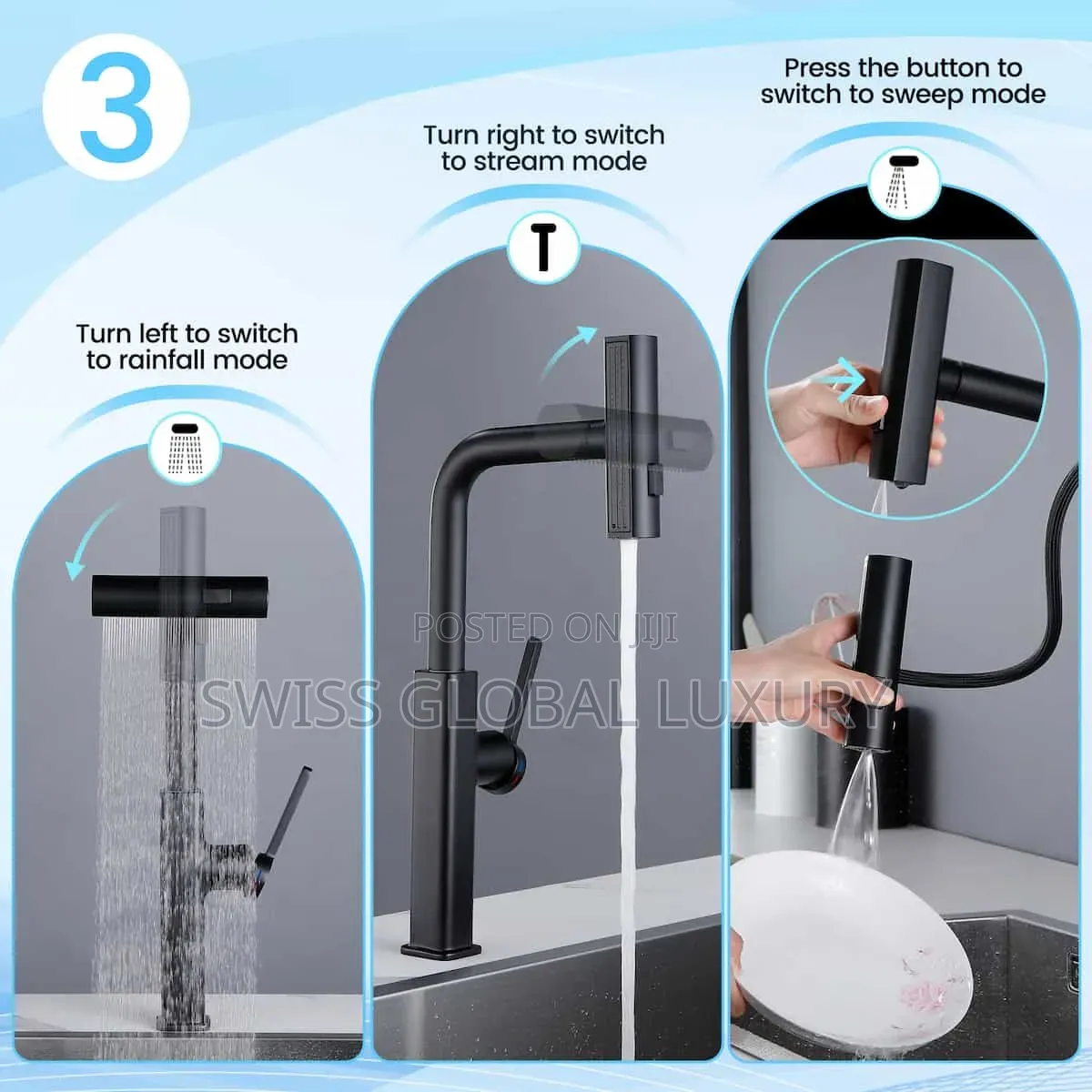This Kitchen Faucet With Pull Down Sprayer Has 3 Spray Modes