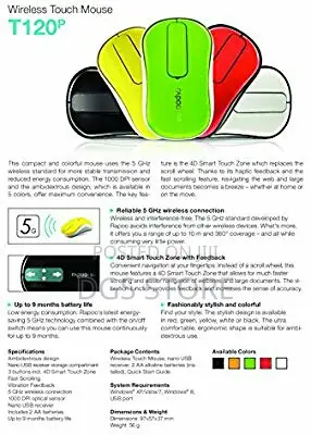 Rapoo T120p 5GHZ Wireless Touch Optical Mouse