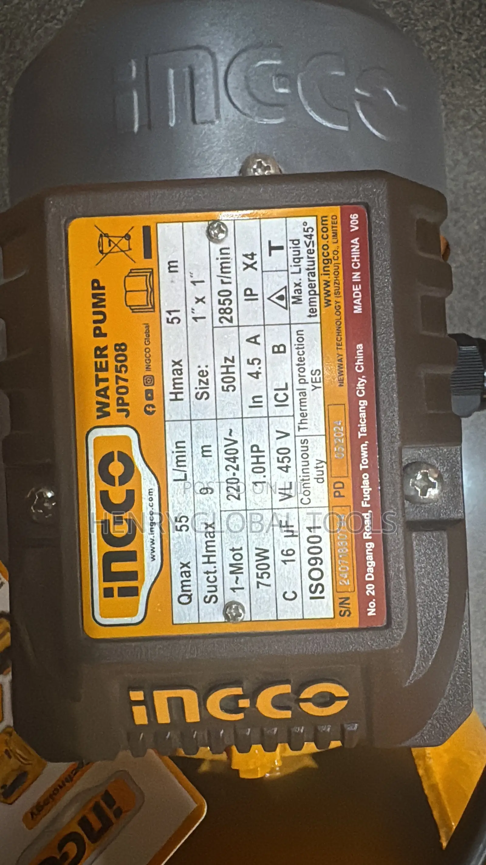 1hp 750w Ingco Surface Water Pump Machine