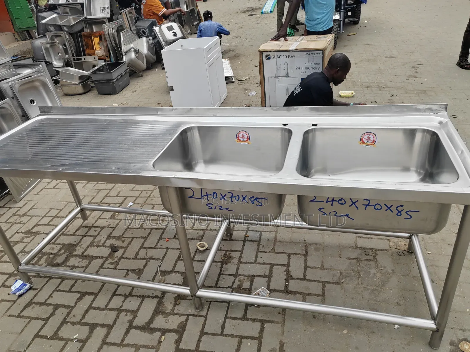 304 Stainless Steel, 1.5mm Thickness Industrial Sink.