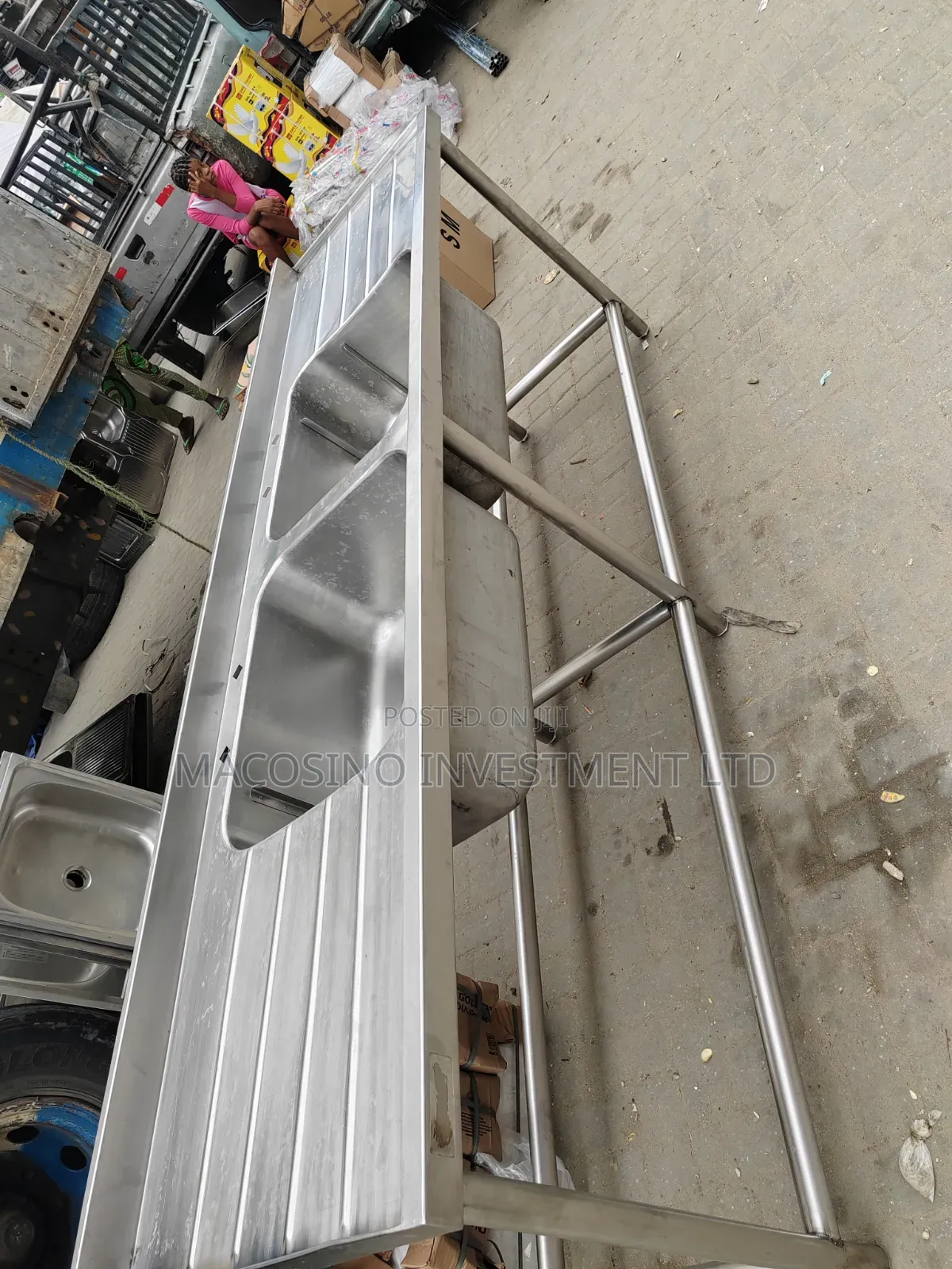 304 Stainless Steel, 2mm Thickness Double Bowl, Double Tray Sink