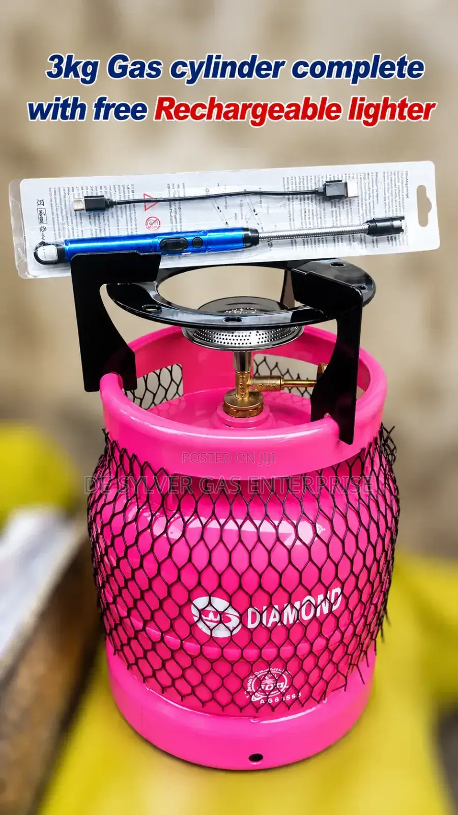 3kg Gas Cylinder Complete With Free Rechargeable Lighter
