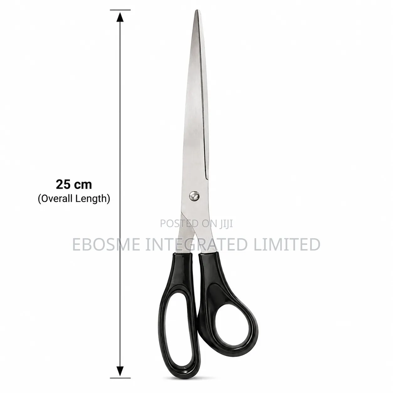 25cm Long Stainless Steel Scissors With Black Handle
