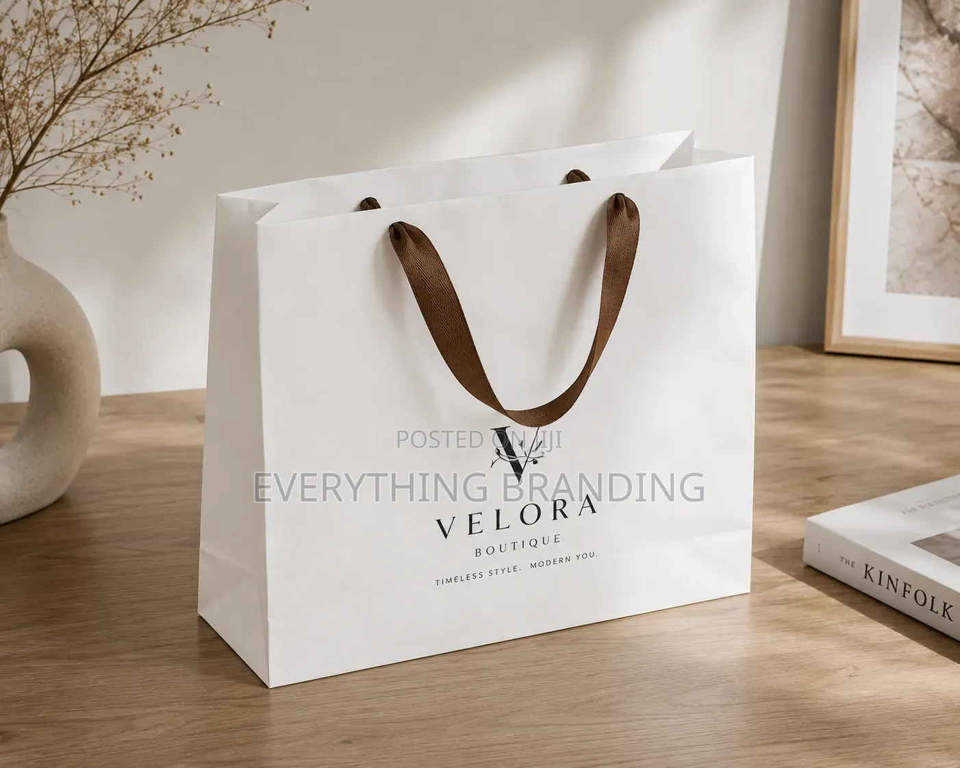 One Color Printed A4 Kraft Paper Bag, 100 Moq
