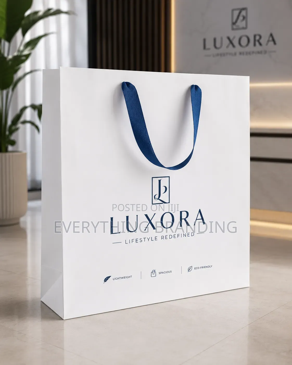 A5 White Kraft Paper Bag 8x3x5in Branded for Gifts Retail