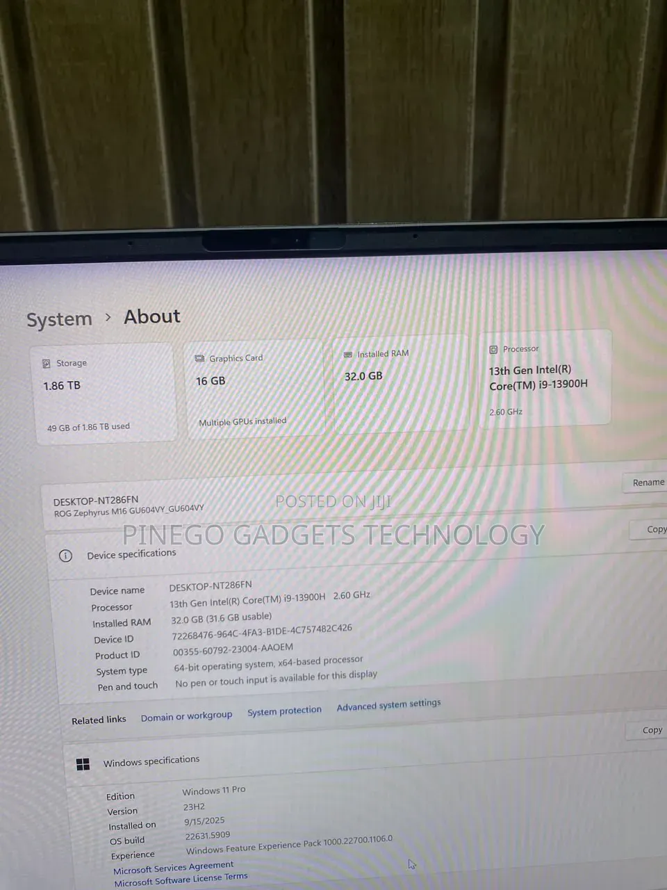 Laptop Asus ROG Zephyrus M16 GU603HR 32GB Intel Core i9 SSD 2T